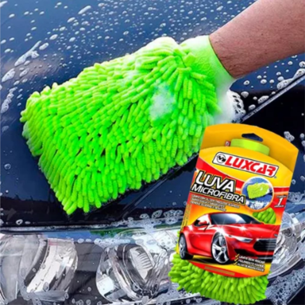 LUVA DE MICROFIBRA PARA LAVAGEM AUTOMOTIVA CARROS E MOTOS