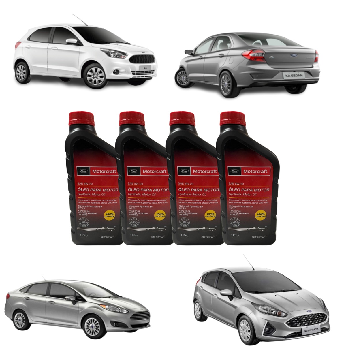 KIT COM 4 LITROS DE ÓLEO PARA MOTOR, SINTÉTICO SAE 5W20 MOTORCRAFT