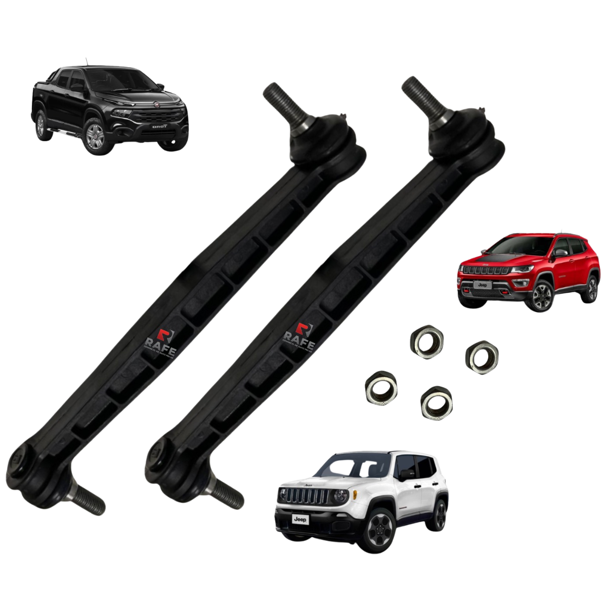 PAR DE  BIELETA TIRANTE DA SUSPENSÃO DO TORO, JEEP COMPASS E RENEGADE – GRARRO