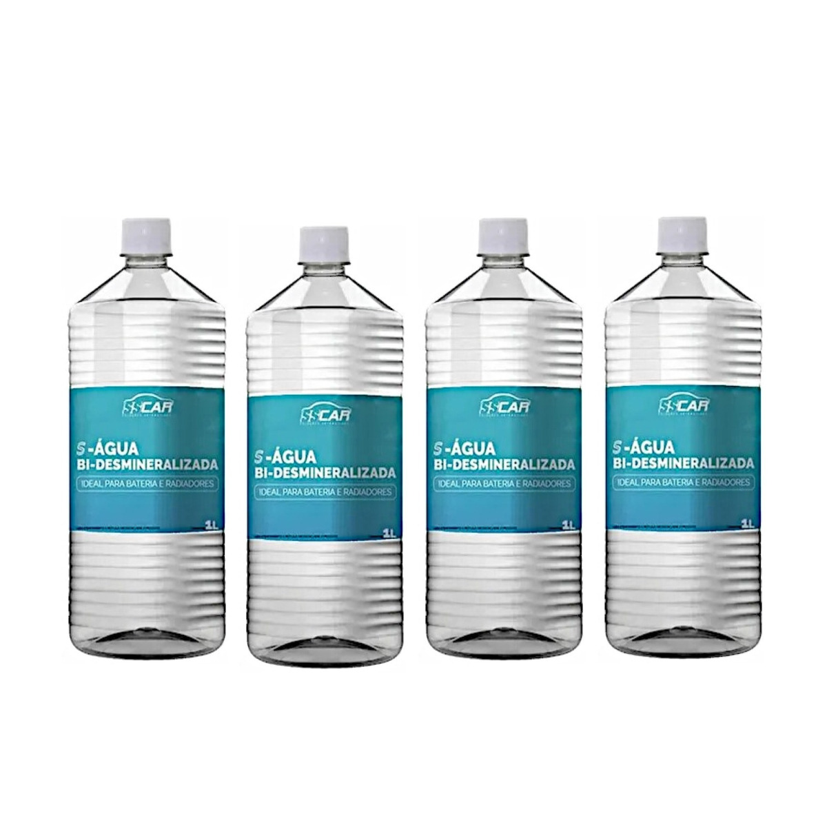 KIT COM 4 LITROS DE ÁGUA BI-DESMINERALIZADA PARA BATERIAS E RADIADORES