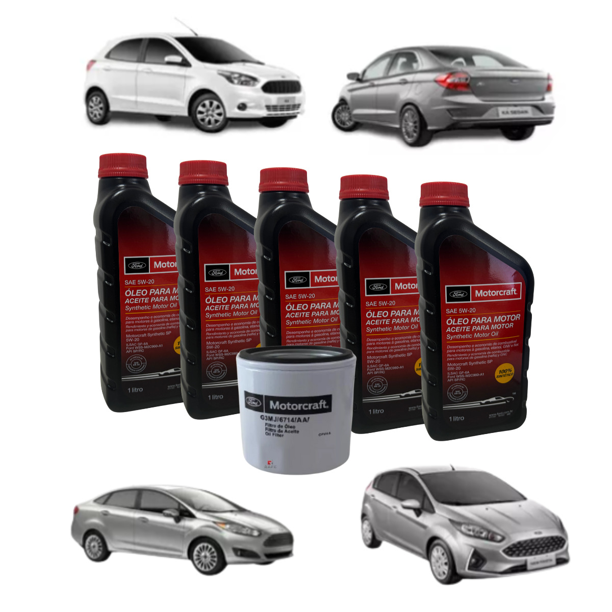 Kit Filtro Óleo Blindado E Óleo Motor 5w20 Ka E New Fiesta