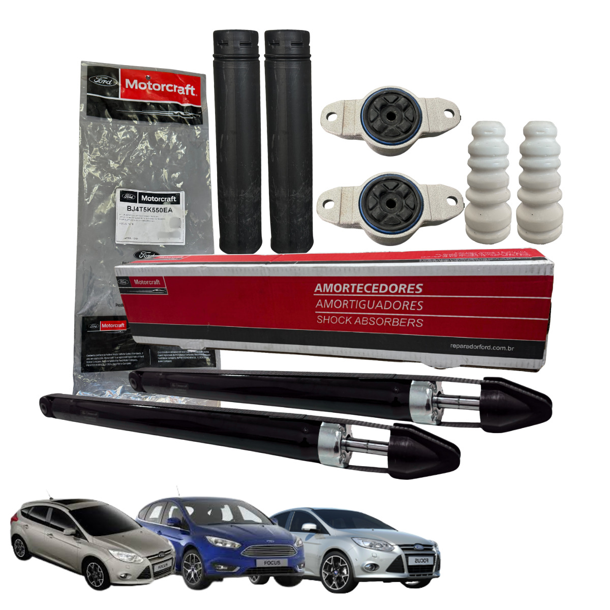 KIT BATENTE DO AMORTECEDOR TRASEIRO DO FOCUS 2014 A 2019 COMPLETO (MOTORCRAFT)