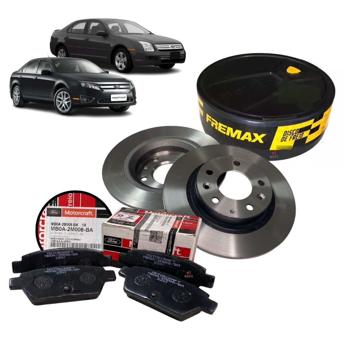 Kit Par Disco + Jogo Pastilhas Freio Roda Traseira Fusion